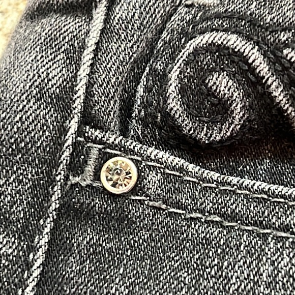👖WHITE HOUSE BLACK MARKET NOIR 4R Slim Leg blk denim jeans embellished pockets - Picture 7 of 14